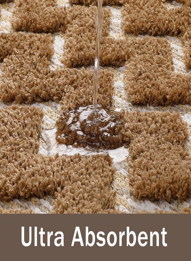VivaNest 3D Luxury Wave Brown Tan Ombre Geometric Bathroom Mat, 20"x32" Extra Soft and Absorbent Microfiber Bath Rug, Non-Slip TPR Back, Plush Shaggy Bath Carpet for Floor - Image 5