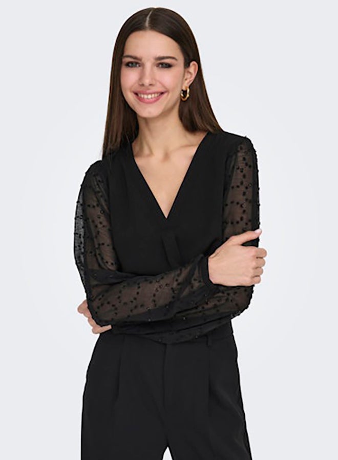 ONLY ONLY Womens Masja Longsleeve V-Neck Shirt  - Image 3