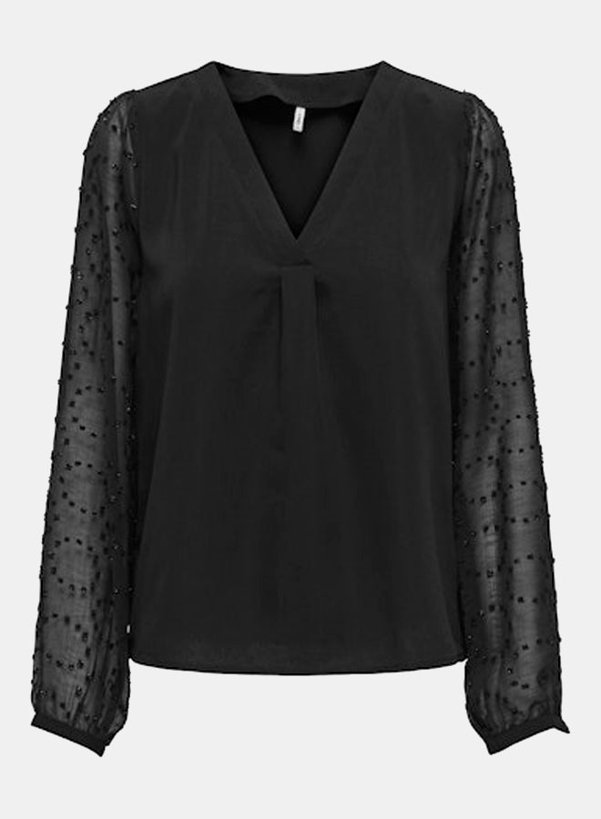 ONLY ONLY Womens Masja Longsleeve V-Neck Shirt  - Image 4