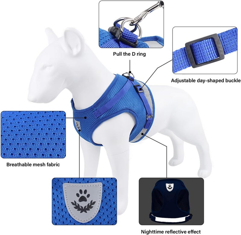 Reflective Dog Harness Breathable Net Vest with Rope for Small Secure Design Pet Outdoor Walking Gear Adjustable Cooling Vest Harness with Reflective Straps - Image 4