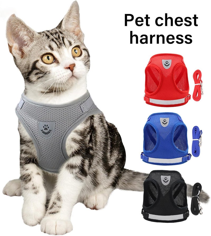 Reflective Dog Harness Breathable Net Vest with Rope for Small Secure Design Pet Outdoor Walking Gear Adjustable Cooling Vest Harness with Reflective Straps - Image 5