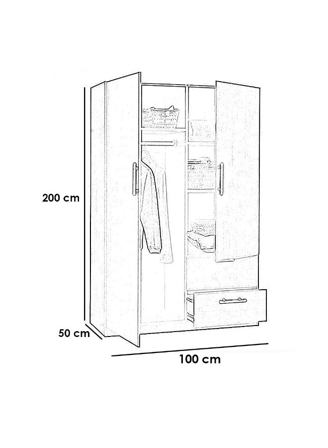 Joints خزانة ملابس Engineered Wood بنية ١٠٠×٢٠٠×٥٠ سم  - Image 2