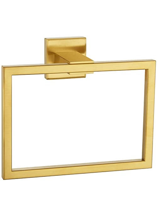 Angle Simple Angle Simple Hand Towel Holder Brushed Gold SUS 304 Stainless Steel Square Towel Ring for Bathroom Wall 709 Inches 