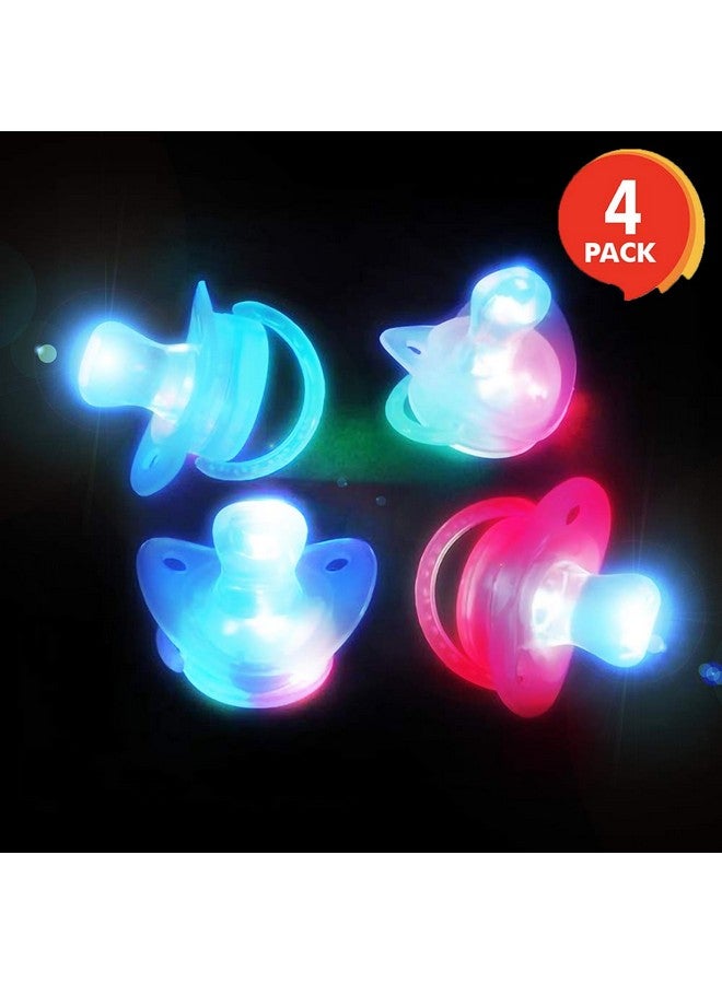 ArtCreativity Light Up Led Pacifier Toys Set Of 4 Flashing Rave Binkies For Edm Party And Concert 100% Nontoxic Batteries Included Gag Joke Gift Binky Party Favors For Kids And Adults - Image 3