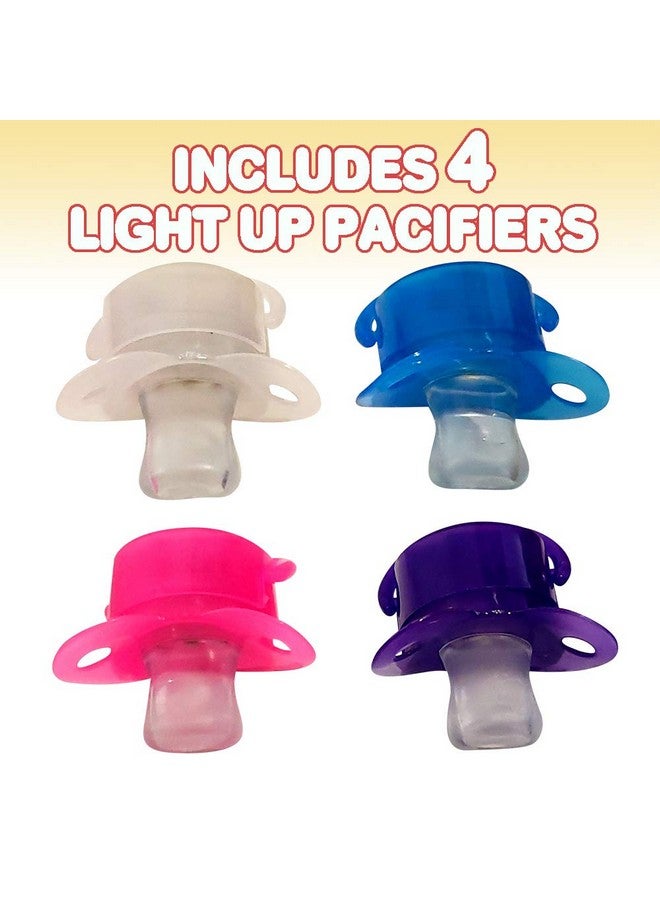 ArtCreativity Light Up Led Pacifier Toys Set Of 4 Flashing Rave Binkies For Edm Party And Concert 100% Nontoxic Batteries Included Gag Joke Gift Binky Party Favors For Kids And Adults - Image 4