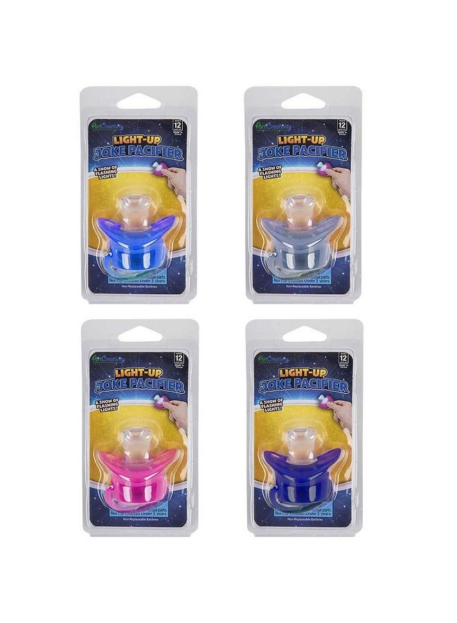 ArtCreativity Light Up Led Pacifier Toys Set Of 4 Flashing Rave Binkies For Edm Party And Concert 100% Nontoxic Batteries Included Gag Joke Gift Binky Party Favors For Kids And Adults - Image 5