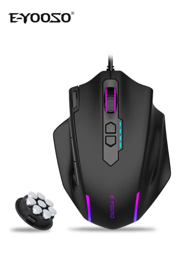 E-YOOSO X-41 Wired Large Gaming Mouse, Big Gamer Mouse with Rapid Fire Button, 5 Side Buttons, 12400 DPI, 5 Backlit Modes, 11 Programmable Macro Shortcuts, Adjustable Weights, Comfort Grip for Window - Image 1