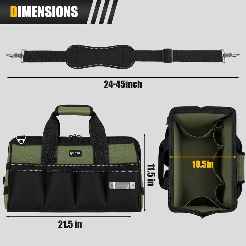 UUP Heavy Duty Tool Bag 20-Inch, Extra Large 16-Pocket Portable Empty Tool Box Organizer Storage, Toolbox Organization, Soft Handle Carrying Toolbag with Zipper, Father Dad Men Mechanic Birthday Gift - Image 2