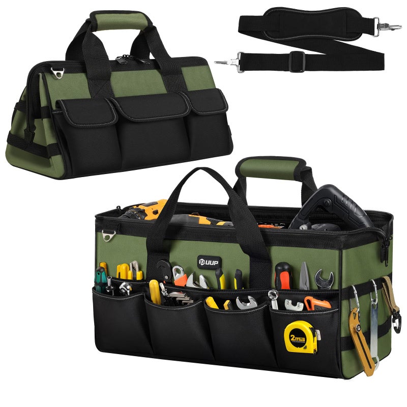 UUP Heavy Duty Tool Bag 20-Inch, Extra Large 16-Pocket Portable Empty Tool Box Organizer Storage, Toolbox Organization, Soft Handle Carrying Toolbag with Zipper, Father Dad Men Mechanic Birthday Gift - Image 1