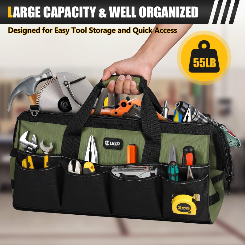 UUP Heavy Duty Tool Bag 20-Inch, Extra Large 16-Pocket Portable Empty Tool Box Organizer Storage, Toolbox Organization, Soft Handle Carrying Toolbag with Zipper, Father Dad Men Mechanic Birthday Gift - Image 4