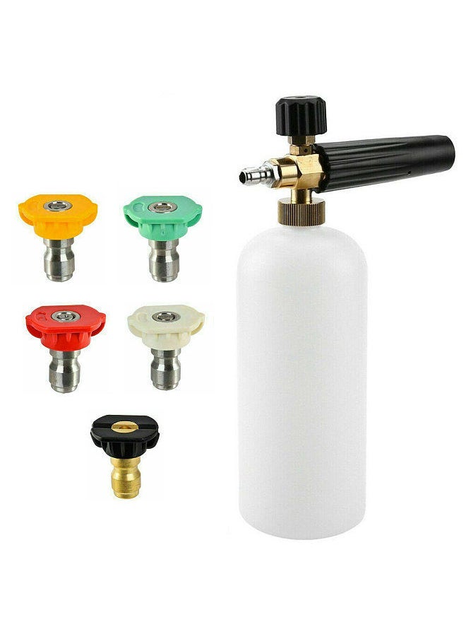 Generic - Snow Foam Lance Auto Pressure Washer Jet Quick Release Foam Sprayer with 1/4'' Inch Quick Connector & 5 Washer Nozzle Tips - Image 1
