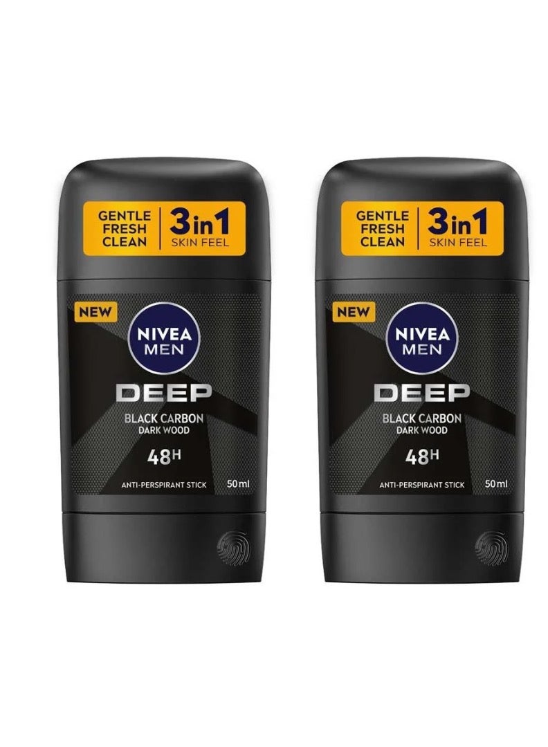 Nivea Men Deep Black Carbon Antiperspirant Stick 50ml