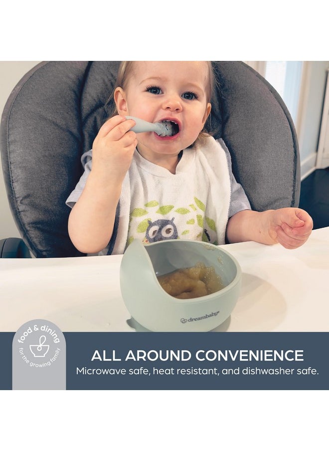 dreambaby Dreambaby Silicone Suction Scooper Bowl - High Edge for Self Feeding - 100% Food Grade Silicone Bowl for Baby Led Weaning, Seafoam  - Image 4