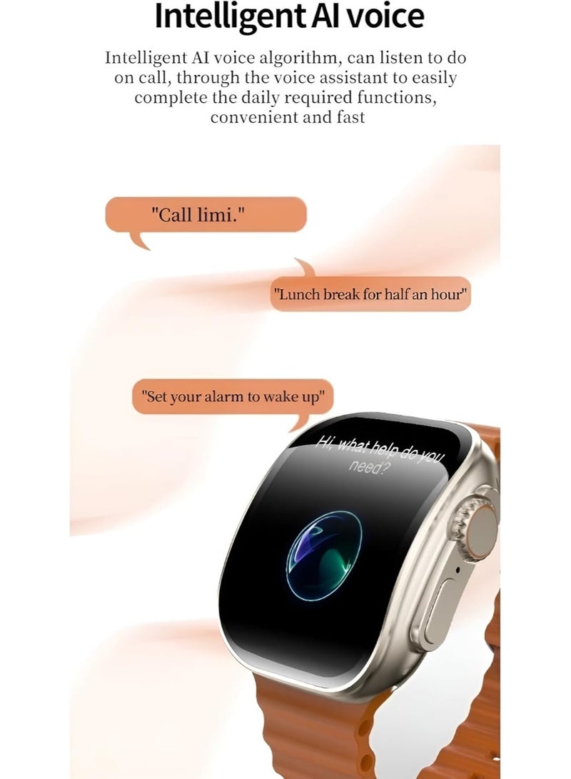 W&O X10 Ultra Smart Watch 3 Curved Glass with Silicone Strap and Wireless Charging Silver Case black Strap - Image 4