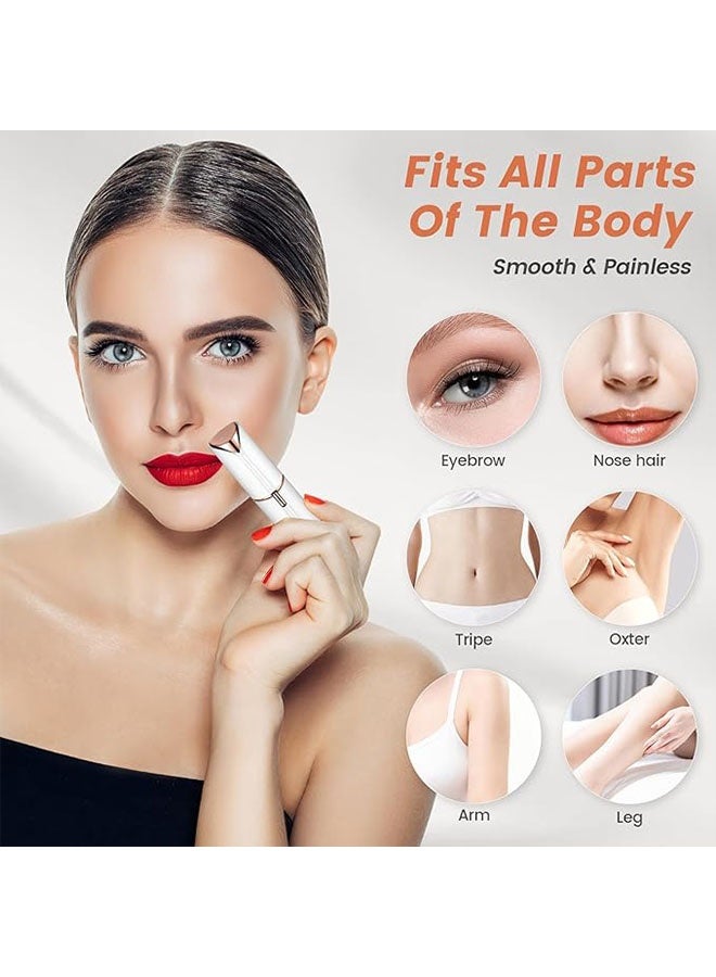 Facial Hair Removal for Women with 2 Pcs Replacement Heads, Face Electric for Upper Lips, Chin, Arms and Cheeks, Painless Face Razor, White - Image 4