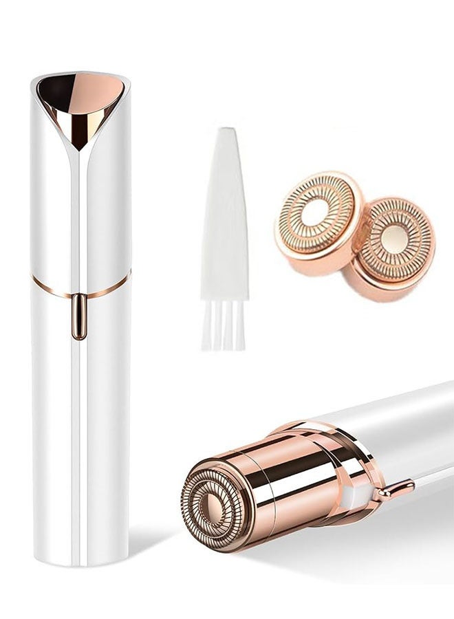 Facial Hair Removal for Women with 2 Pcs Replacement Heads, Face Electric for Upper Lips, Chin, Arms and Cheeks, Painless Face Razor, White - Image 1