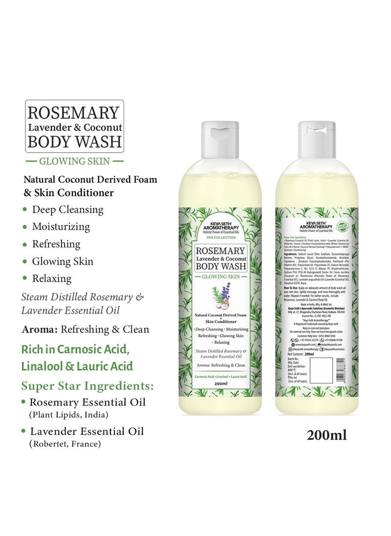 KEYA SETH AROMATHERAPY, DEVICE OF DROP Keya Seth Aromatherapy Rosemary Lavender Coconut Body Wash Glowing Skin Moisturizing  Refreshing Natural Coconut Derived Foaming  Conditioner 200ml  - Image 2