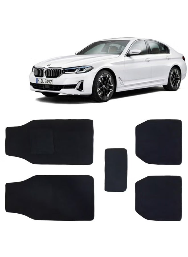Classic Carpet Style Universal Car Mats for BMW 5 Series, 2019-2020 Model, Black Color Anti Slip Car Floor Foot Mats, Complete Set of 5 Piece, Executive Series - Image 1