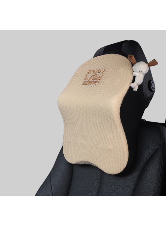 Icaroom Car Headrest Space Memory Foam Neck Pillow Four Seasons Universal Car Cushion T-602ms-x Milk Tea Almond - Image 1