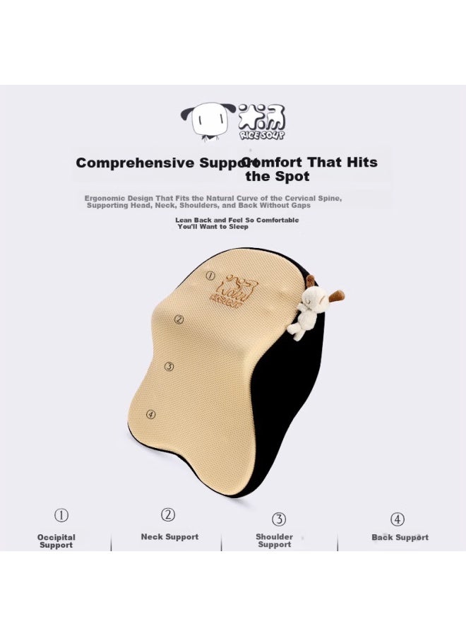 Icaroom Car Headrest Space Memory Foam Neck Pillow Four Seasons Universal Car Cushion T-602ms-x Milk Tea Almond - Image 2