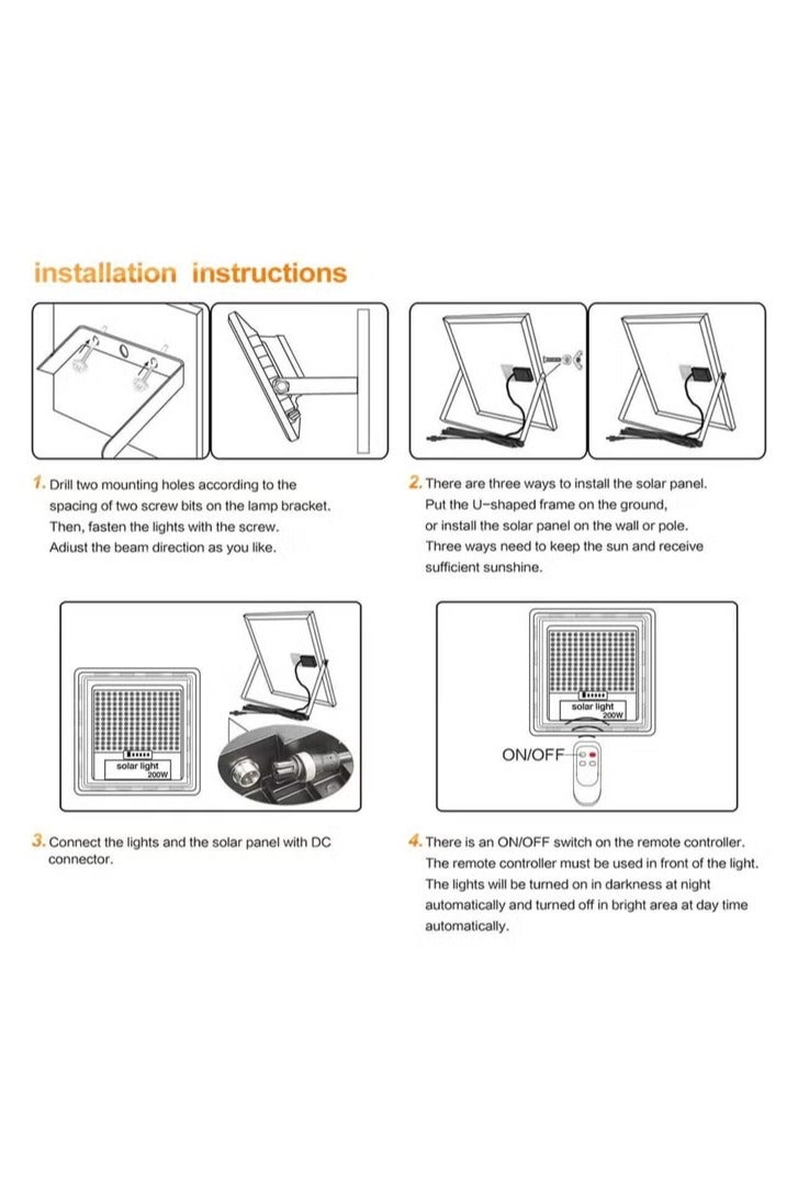 MHR 300W Solar Flood Light – 3 Colour Change LED Outdoor Lamp, 12H Runtime, IP65 Waterproof, High-Capacity Battery for Garden & Security Lighting - Image 4