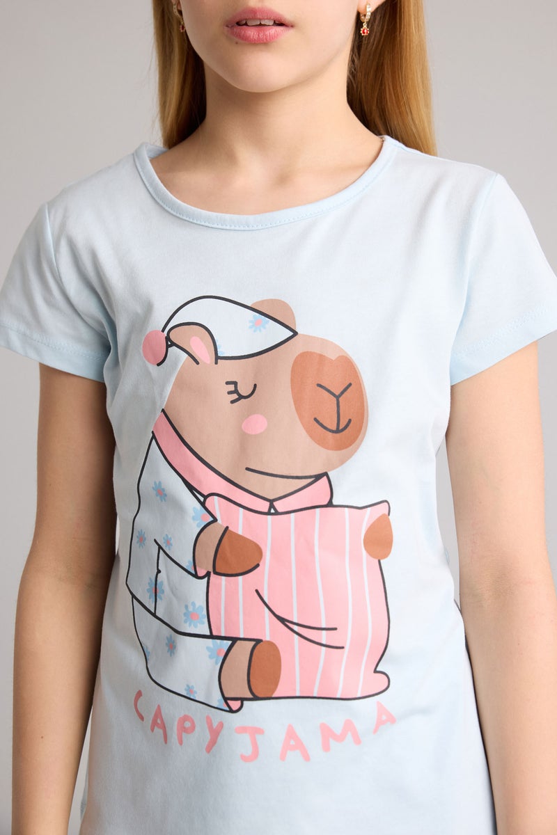 DeFacto Blue Girl Girl 2 Piece Pyjamas Set Casual - Image 4