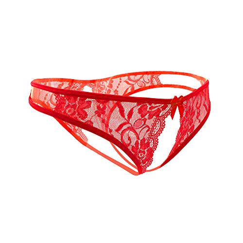 SLITHICE Women Sexy Floral Lace Briefs with Cute Bow Center (US, Alpha, X-Large, Regular, Regular, Red) - Image 2