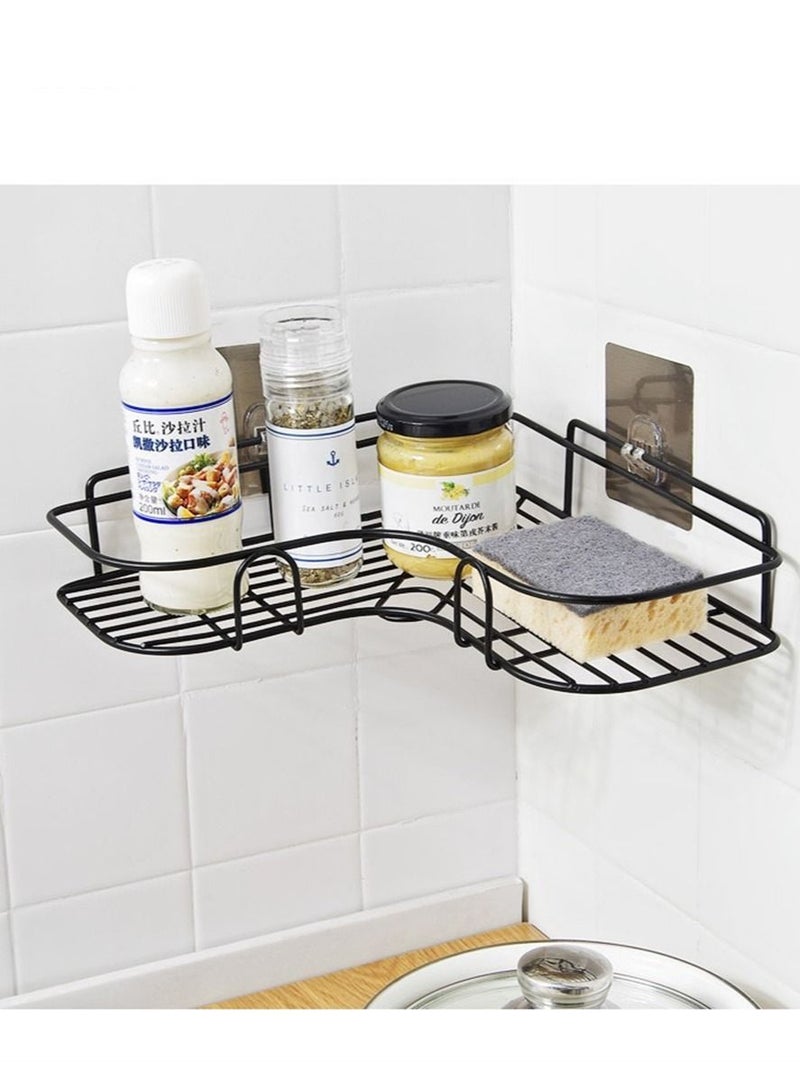 Kutis رف حمام مكون من قطعة واحدة، منظم شامبو وصابون، مثبت على الحائط، رف تخزين معدني أسود - Image 3