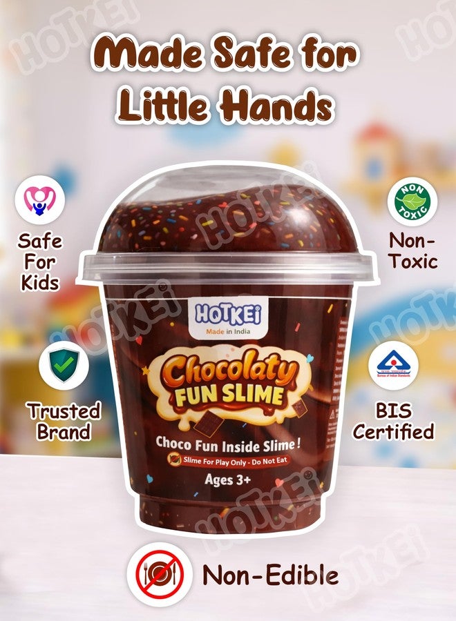 HOTKEI سلايم هوتكي الشوكولاتي الممتع للأطفال من 3 إلى 10 سنوات، سلايم مطاطي بقوام الشوكولاتة مع رشات ملونة، ناعم، أملس، وغير سام، هدية إبداعية لأعياد الميلاد والمناسبات الخاصة للأولاد والبنات - Image 4