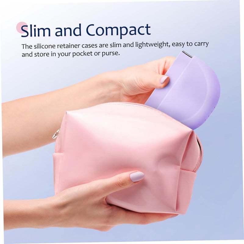 FRCOLOR 4 Pack Leakproof Retainer Case Pinch Closure Denture Storage Holder Compact Cute Colors - Image 3