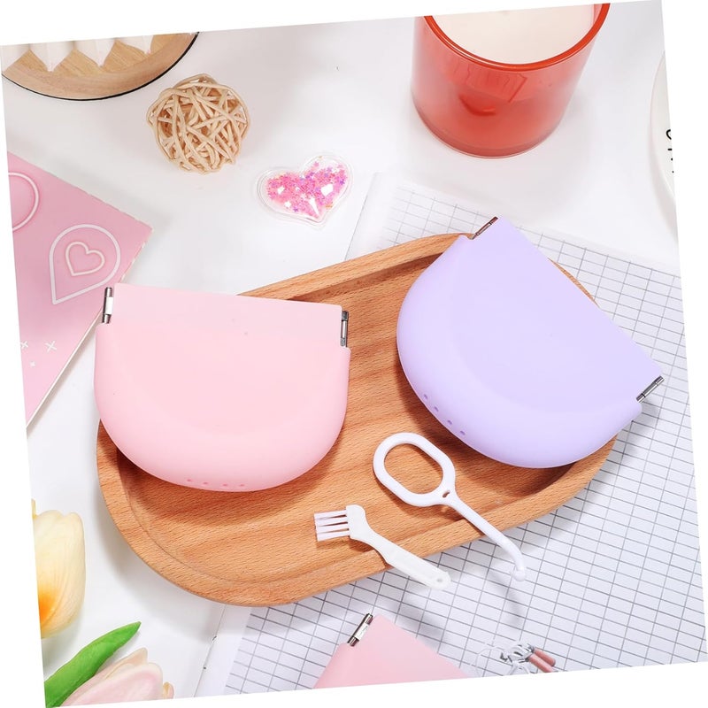 FRCOLOR 4 Pack Leakproof Retainer Case Pinch Closure Denture Storage Holder Compact Cute Colors - Image 4