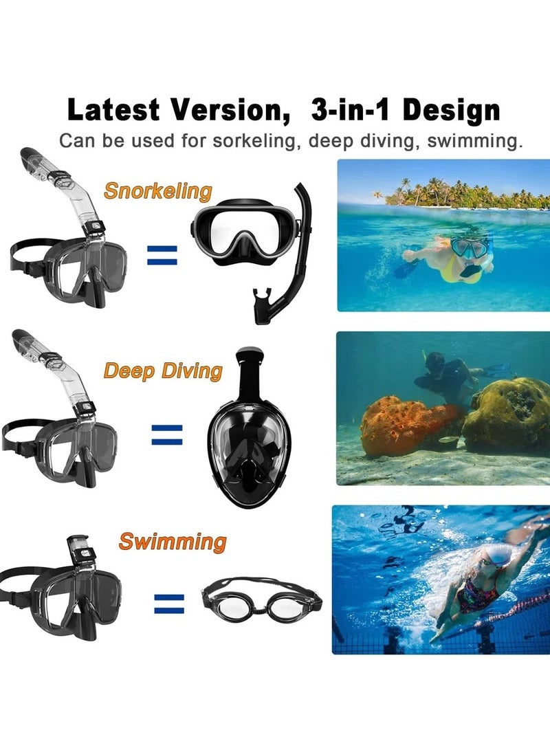 AROAQ Diving Masks Foldable Anti Fog Snorkel Mask Set with Full Dry Top System for Free Swim Professional Snorkel Gear Adults Kids S/M - Image 5