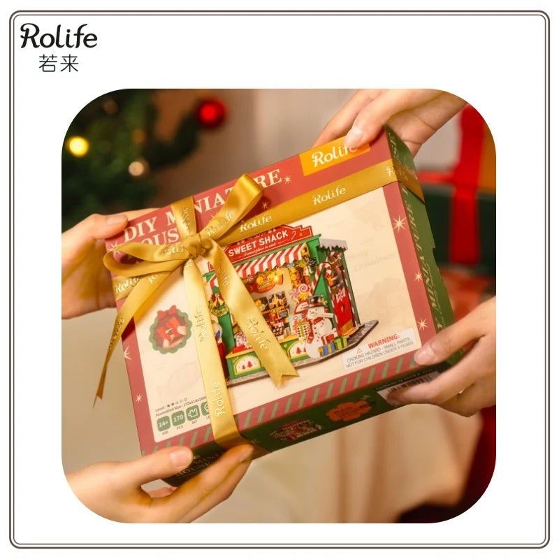 رولايف مجموعة مكعبات بناء NEW Original RolifeDIY Christmas Candy Stall Small House Miniature Handmade Assembly House Model Building Blocks New Year Gift - Image 5