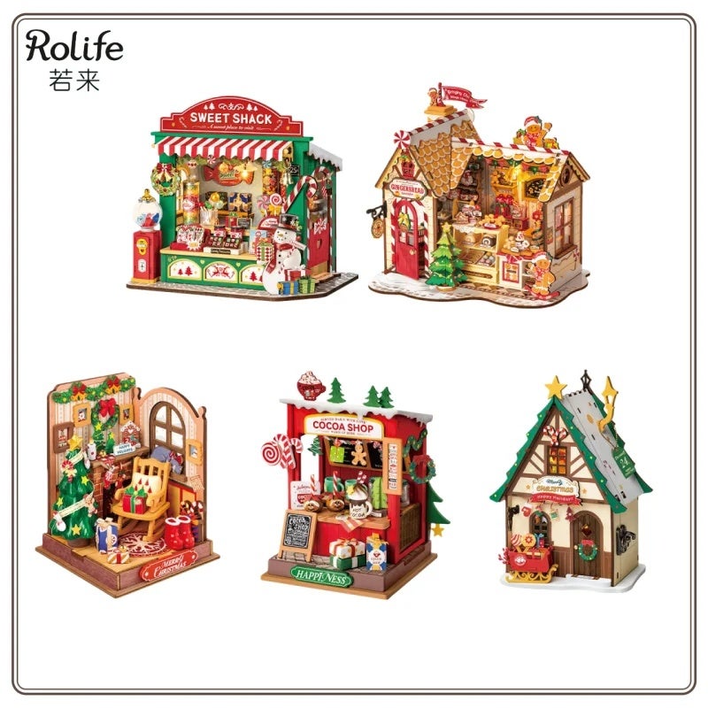 رولايف مجموعة مكعبات بناء NEW Original RolifeDIY Christmas Candy Stall Small House Miniature Handmade Assembly House Model Building Blocks New Year Gift - Image 2
