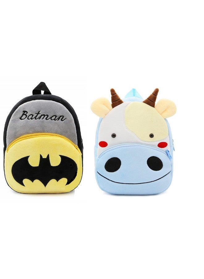 Blue Tree Kid'S Cute Plush Animal Cartoon Mini Travel Embroidery Backpack,1-6 Years (Batman-Cow) - Image 1