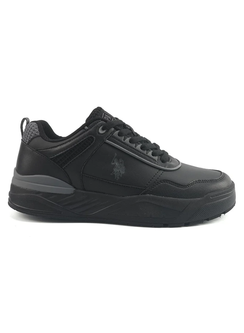 Men's Black Low-Top Sneakers - Modern Solid Design, Durable and Stylish Casual Footwear