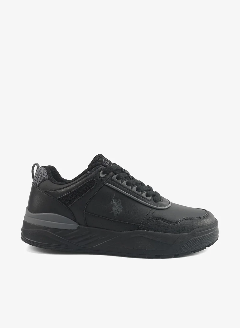 Men's Black Low-Top Sneakers - Modern Solid Design Shoes, Durable and Stylish Casual Footwear