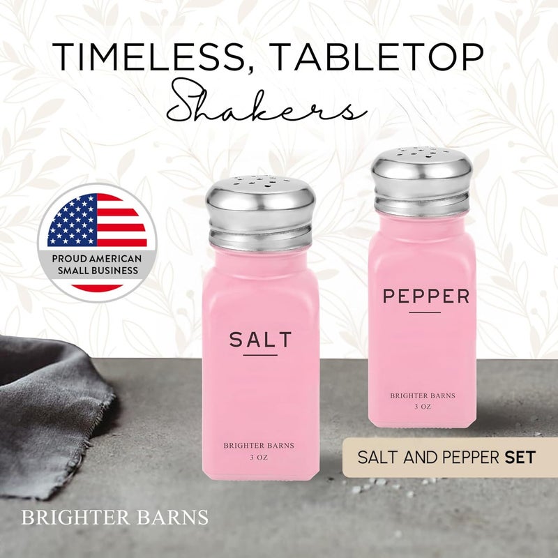 Brighter Barns Pink Salt and Pepper Shakers Set by Brighter Barns  Modern Kitchen Accessories  Cute Salt and Pepper Set with Stainless Steel Lids  Chic Decor and Kitchen Essentials for Restaurants Airbnb Pink - Image 2