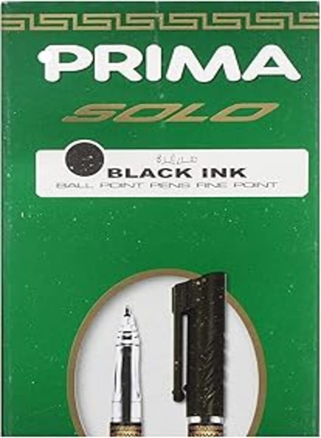 Prima solo ballpoint pen, needle tip, black - pack of 24