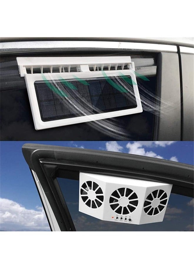 Generic Car Solar Powered Window Exhaust Fan,Car Air Purifier,Car Solar Power Air Vent Radiator Fans for Backseat or Frontseat,Vehicle Ventilation Fan(White)  - Image 2