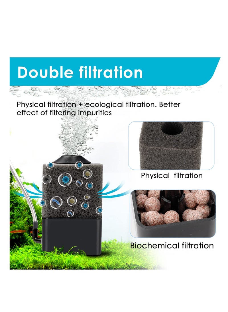 Aquarium Sponge Filter, Submersible Fish Tank Filter Quiet Aeration Bio Sponge Corner Filter for Breeding Fry Betta Shrimp Fish Tank - Image 3