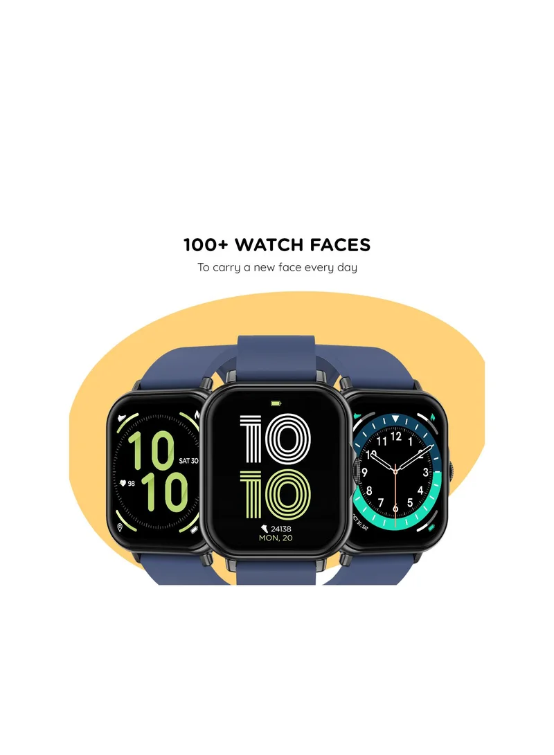 Pebble Spark Ace 1.85" Smartwatch for Men and Women, Large HD Display, Health Suite, 100+ Watch Faces, 7 Days Battery Life - Gunmetal Blue