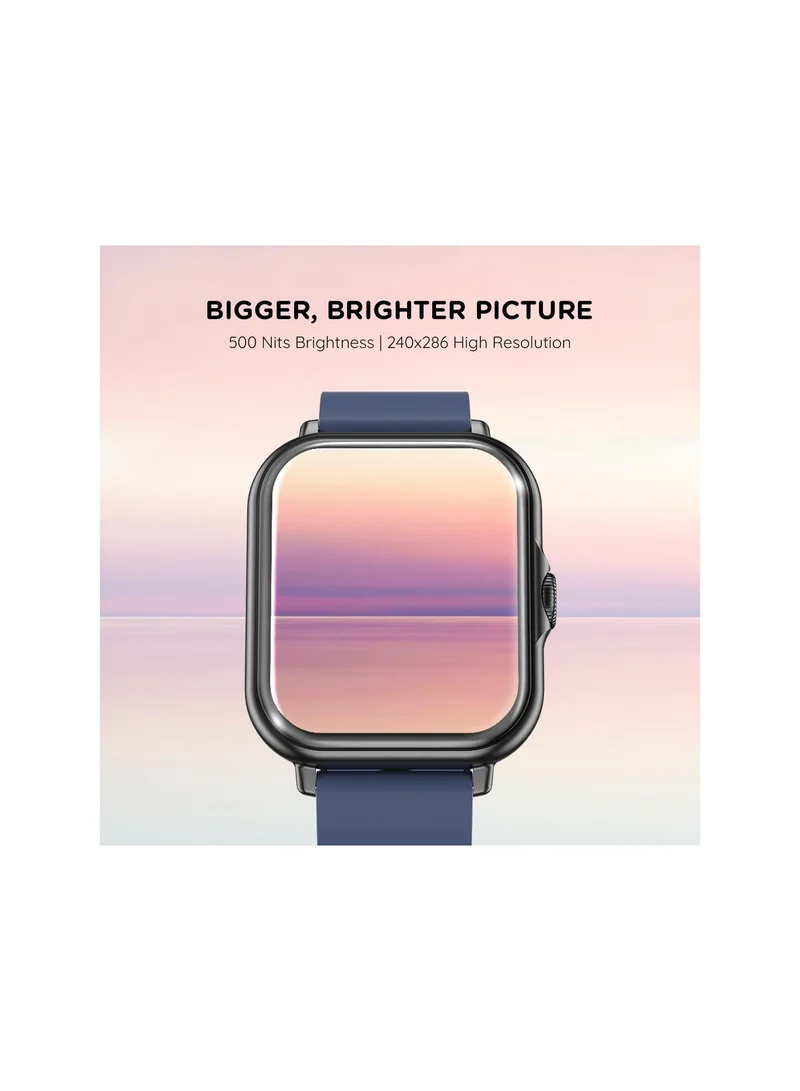 Pebble Spark Ace 1.85" Smartwatch for Men and Women, Large HD Display, Health Suite, 100+ Watch Faces, 7 Days Battery Life - Gunmetal Blue