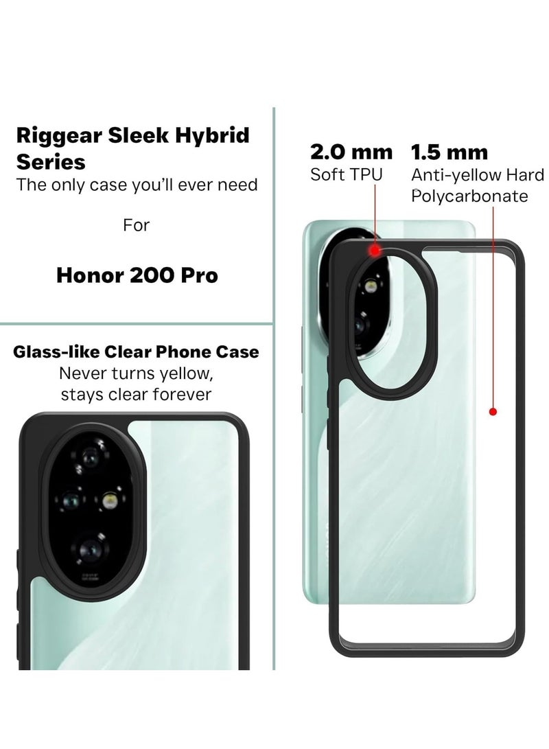 Compatible with Honor 200 Pro 5G Case Transparent, Grade Shockproof Anti-Yellowing, Slim Protective Phone Case Full Bumper Cover (Black) - Image 2