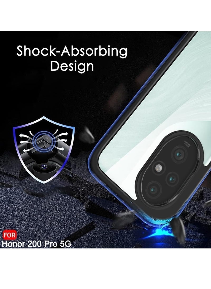 Compatible with Honor 200 Pro 5G Case Transparent, Grade Shockproof Anti-Yellowing, Slim Protective Phone Case Full Bumper Cover (Black) - Image 3