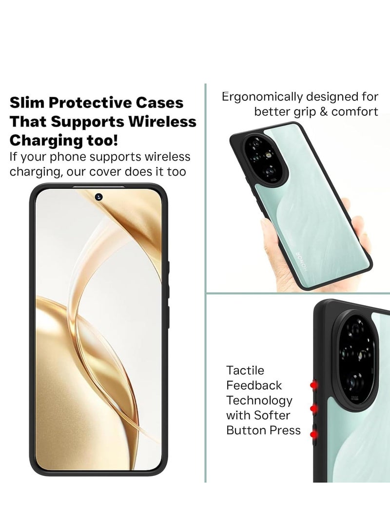 Compatible with Honor 200 Pro 5G Case Transparent, Grade Shockproof Anti-Yellowing, Slim Protective Phone Case Full Bumper Cover (Black) - Image 4