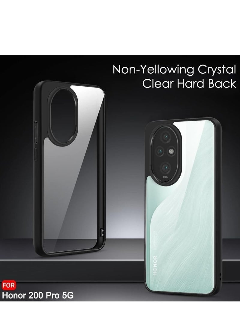 Compatible with Honor 200 Pro 5G Case Transparent, Grade Shockproof Anti-Yellowing, Slim Protective Phone Case Full Bumper Cover (Black) - Image 5