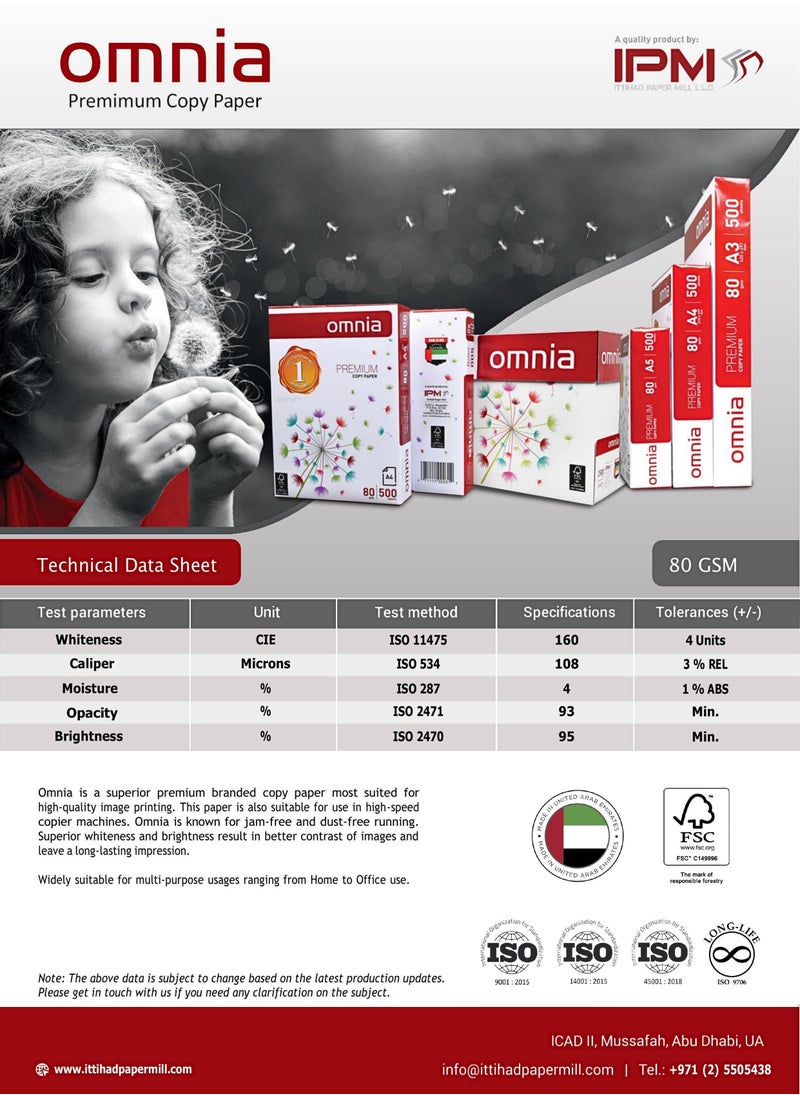 OMNIA Omnia A4 Paper, 1 Ream (500 Sheets) - 80 GSM  - Image 2