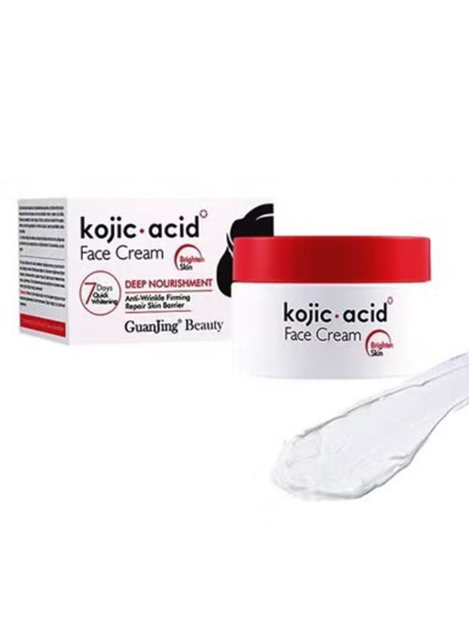GUANJING Kojic Acid Face Cream 50g, Moisturizing Hydrate and Nourish the Skin, Lightweight Non-Greasy Deep Penetration Anti-Aging，Spots Or Acne Scars In A Effective Way - Image 1
