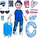Ecore Fun 24 Pcs 18 Inch Boy Doll Clothes and Accessories Suitcase Play Set Included Travel Carrier Clothes Camera Phone Travel Pillow Passport Tickets Cashes Credit Card Map - Image 4